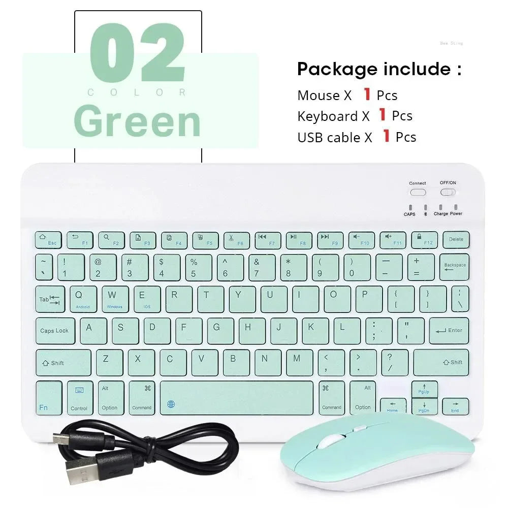 Mini Wireless Bluetooth Mouse 10inch BT Spanish Keyboard For iPad 8 10th 9th generation Phone Tablet Portable For Huawei Android