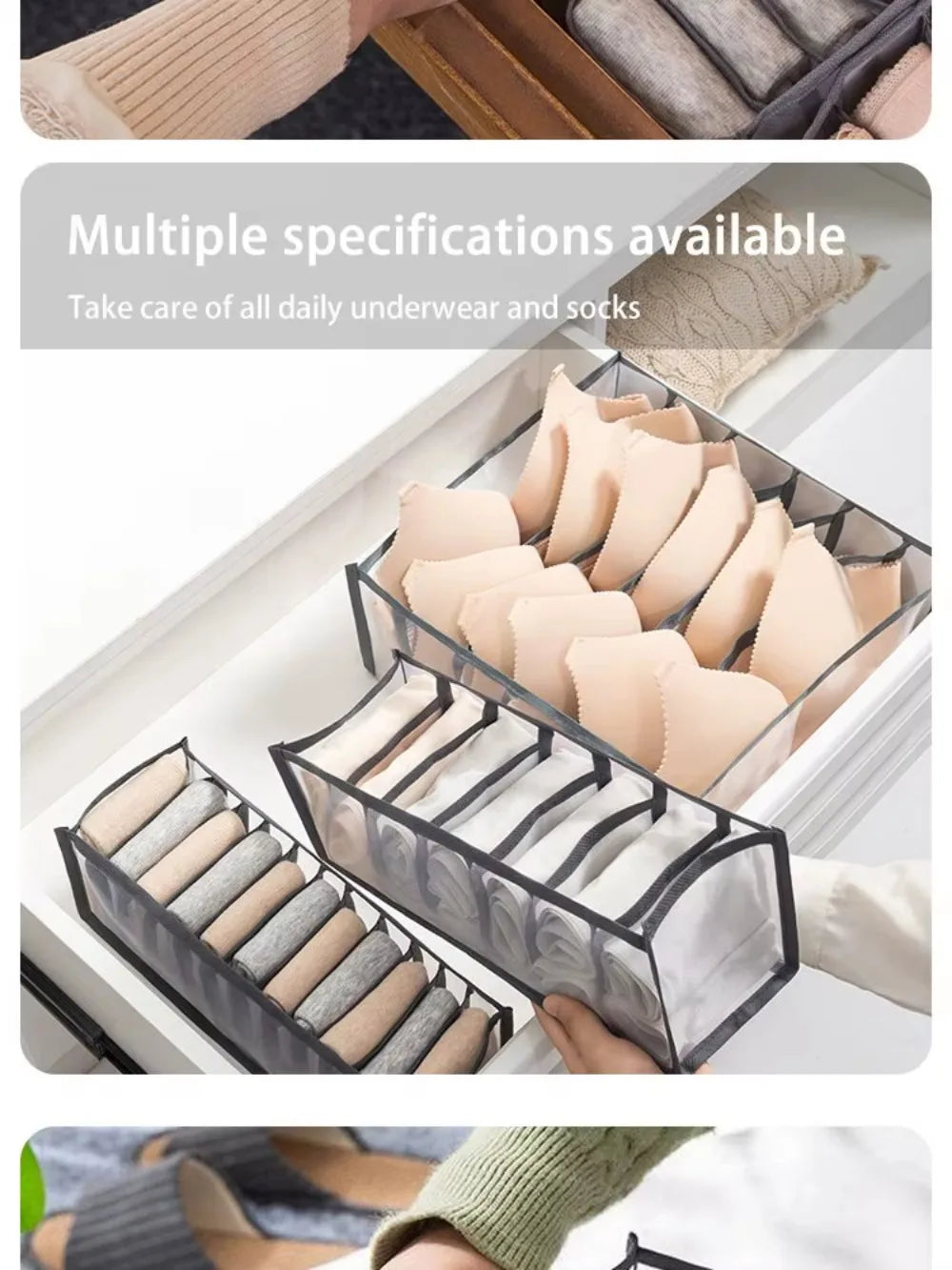 Closet Organizer Underwear Organizer for Wardrobe Clothes Cabinets Drawer Organizers Bra Socks Storage Organizer Box