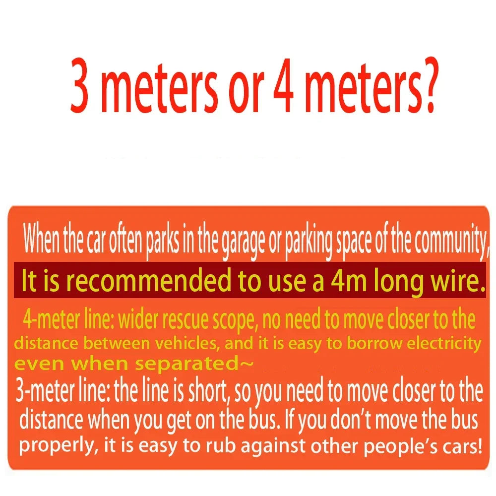 4 Meters 2000A Car Battery Booster Cable Emergency Ignition Jump Starter Lead Wire Clamps for Auto SUV