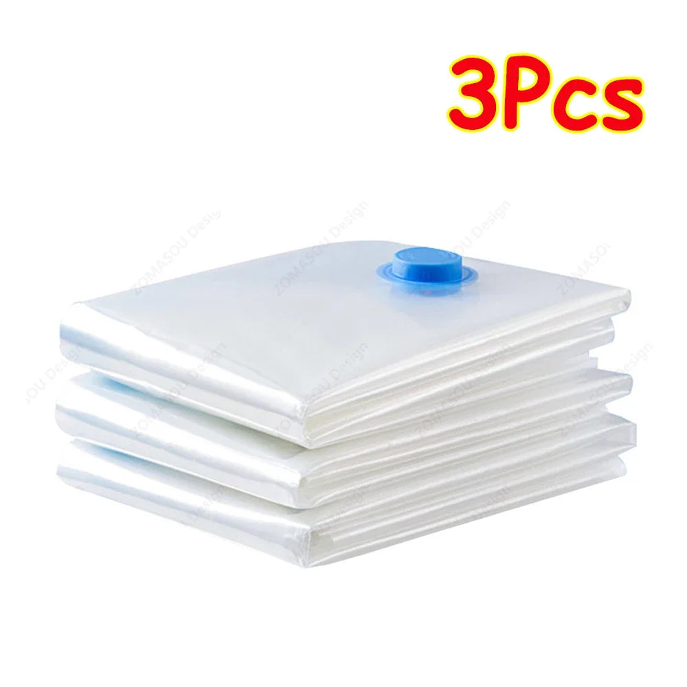 1-24Pcs Reusable Vacuum Storage Bags Vacuum Seal Bag Folding Compressed Organizer Bag Space Saving Bags For Clothes Bedding