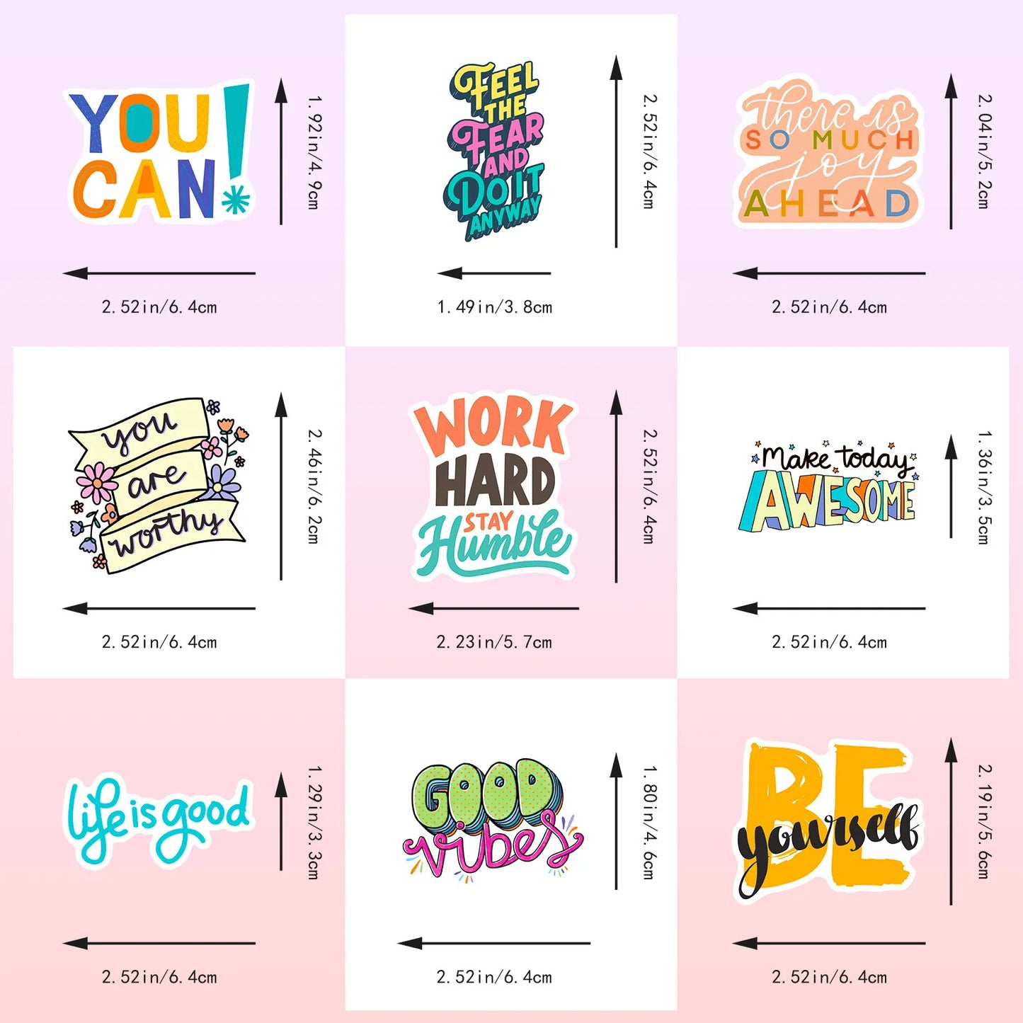 50Pcs Inspirational Stickers for Water Bottles, Motivational Stickers for Teens, Students, Teachers, Vinyl Waterproof Durable