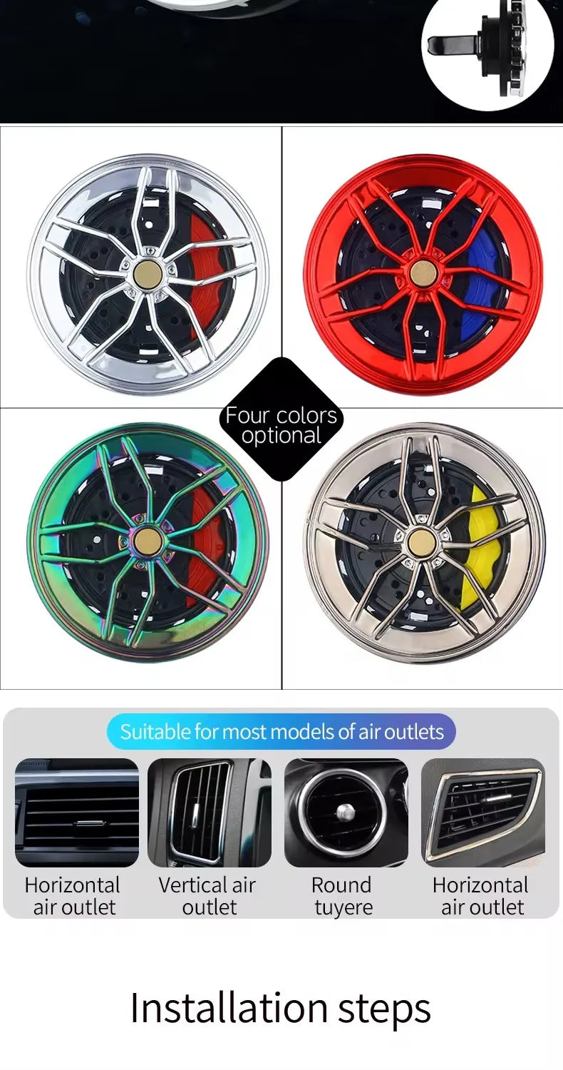 Rotatable Car Air Freshener Clip Auto Wheel Hub & Air Vent Fragrance Tire Fragrance Clips Decorative Car Accessories