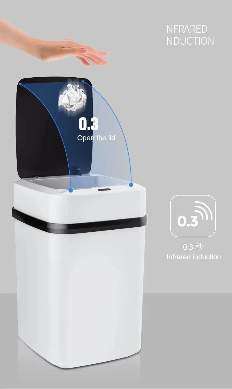 Smart Sensor 13L Trash Can 2025 - Touch-Activated Automatic Lid Bathroom Kitchen Toilet, Waterproof Waste Organizer