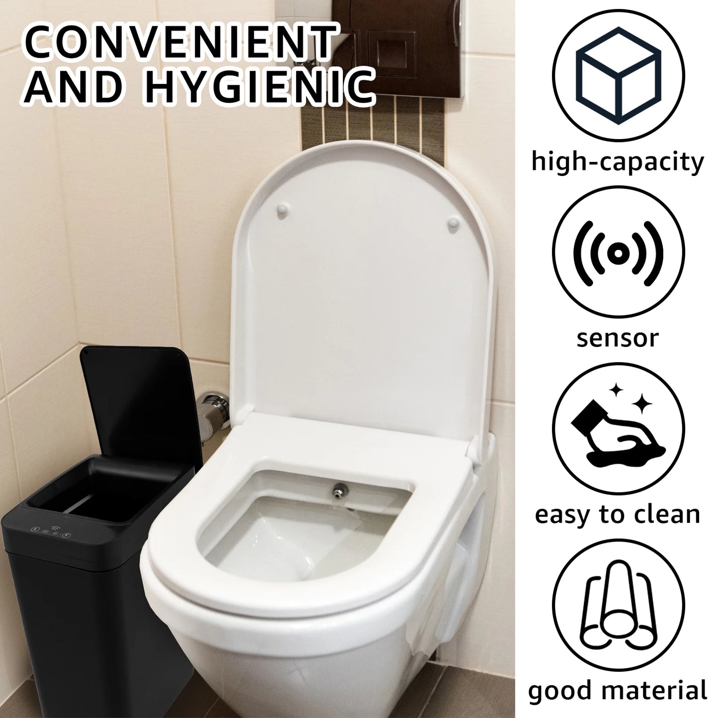 Automatic Sensor Trash Can 12L Touchless Infrared Motion Sensor Smart Trash Can for Kitchen Bathroom Waterproof Wastebasket NEW