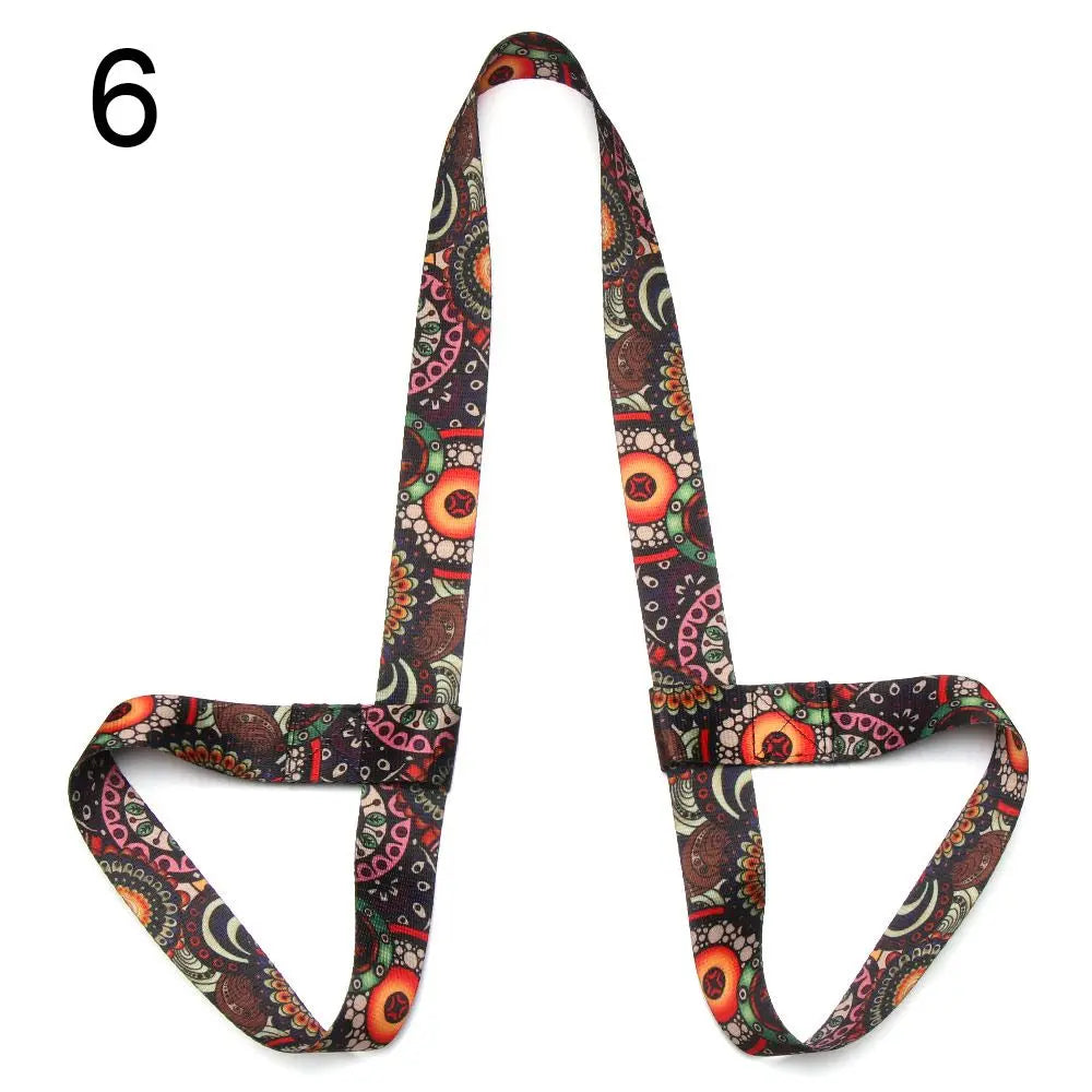 Nylon Colorful Straps Yoga Mat Strap Belt Adjustable Sports Sling Shoulder Carry Strap Belt Exercise Stretch Elastic Yoga Belt