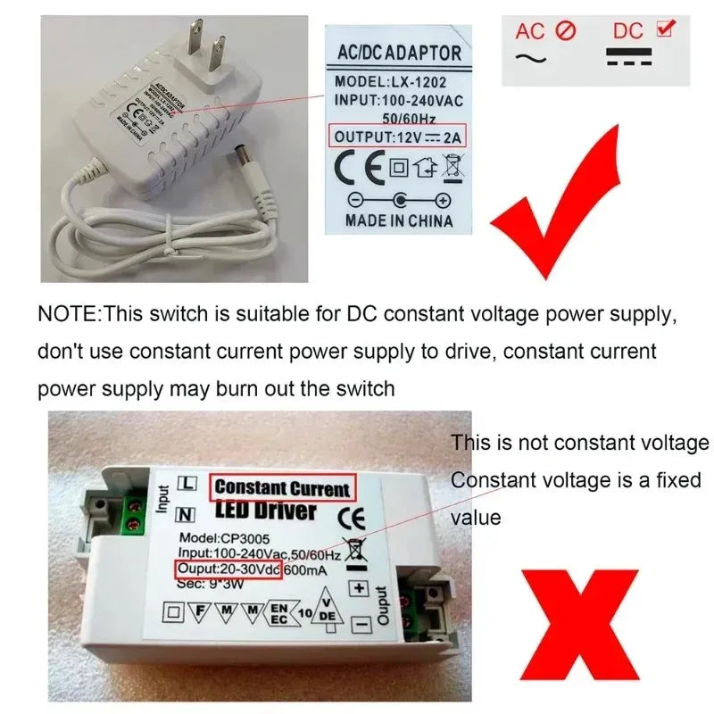 5-24V Touch Sensor Switch Hand-Sweep ControlPenetrate 5CM Wood/Glass/Acrylic  4 Mode Dimmable DIY Module Cabinet Closet Light