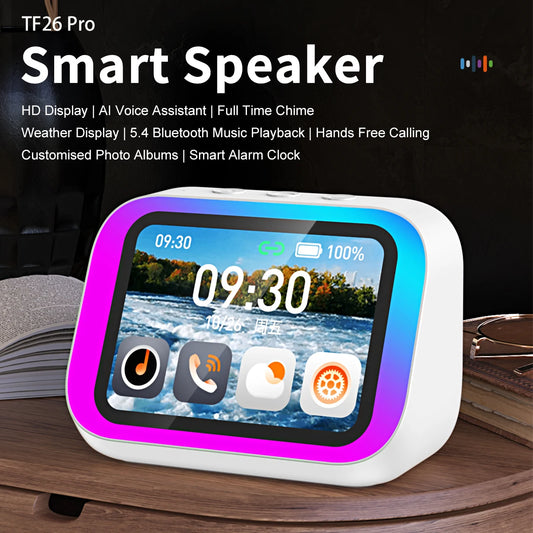 Smart Bluetooth 5.4 Speaker Voice assistant HDTouch Screen Display Electronic Album Alarm Clock Hi-fi Stereo Sound