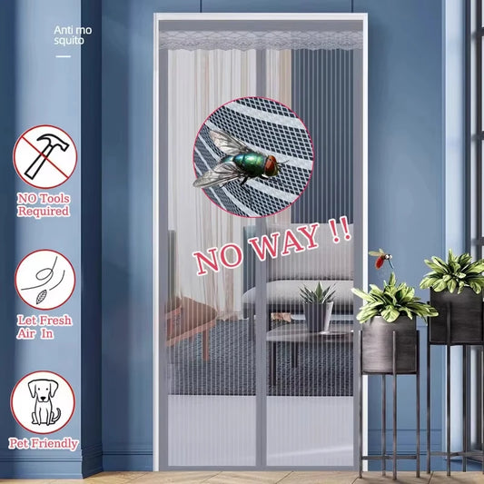 Magic Mesh Magnetic Mosquito Screen Door Net Curtain with Magnets Reinforced Polyester Mesh Dustproof & Insect Proof