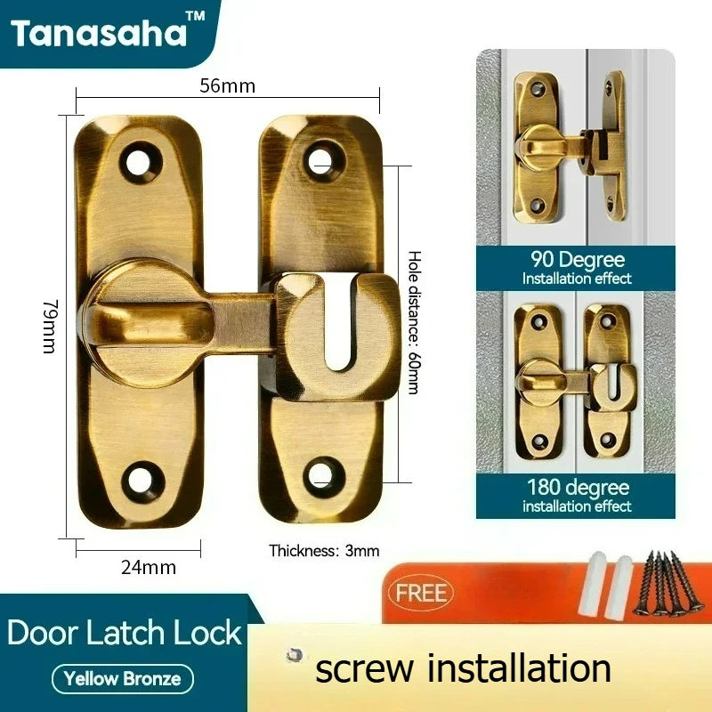 Hasp Latch Door Lock Anti-theft Buckle Latch Zinc Alloy Black Cabinet Locks Safety Lock Sliding Door Lock Door Bolts Hardware