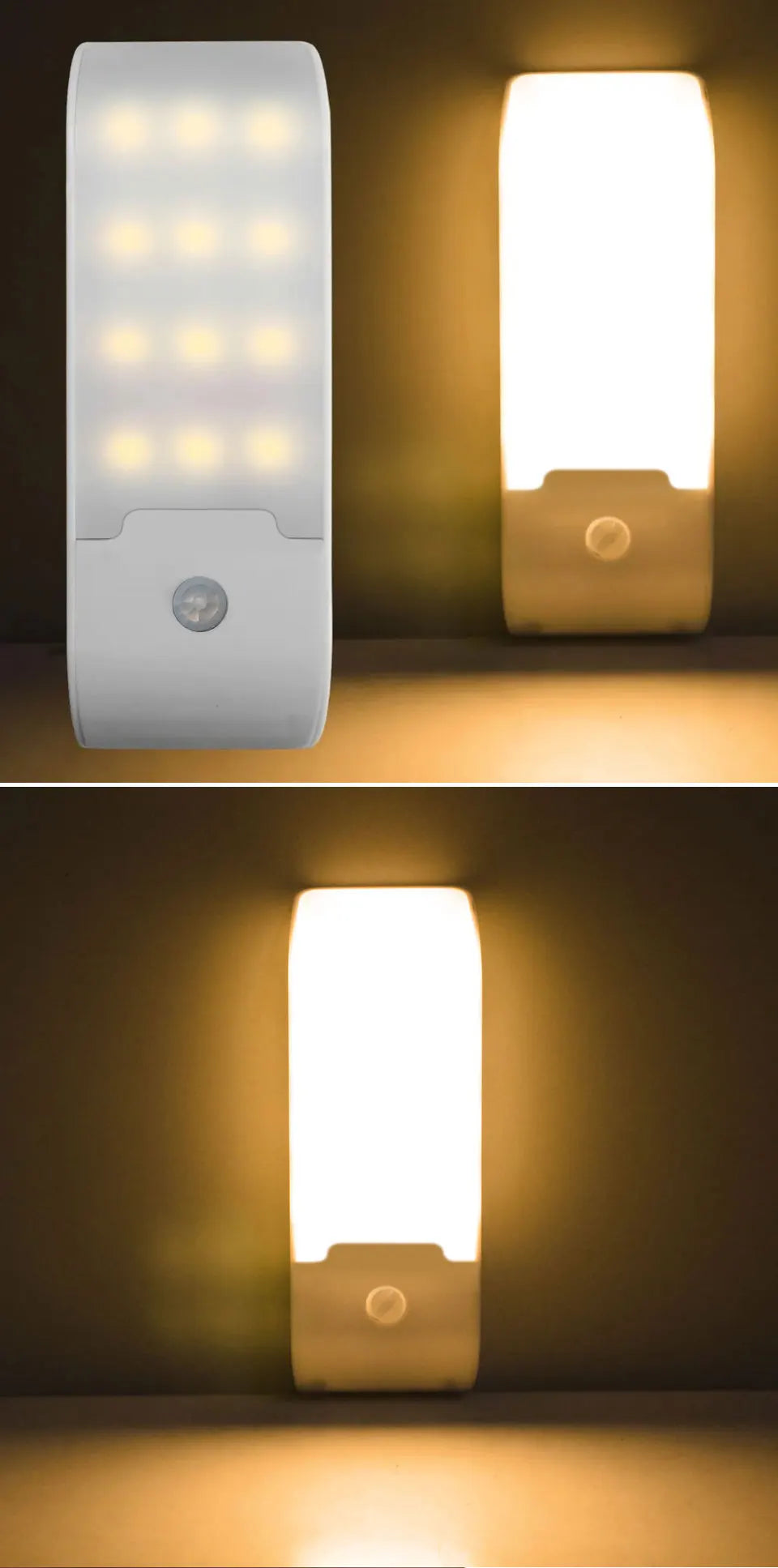 Rechargeable Night Light with Motion Sensor Led Lamp for Corridor Bathroom Closet Kitchen Under Cabinet 12LED High Brightness