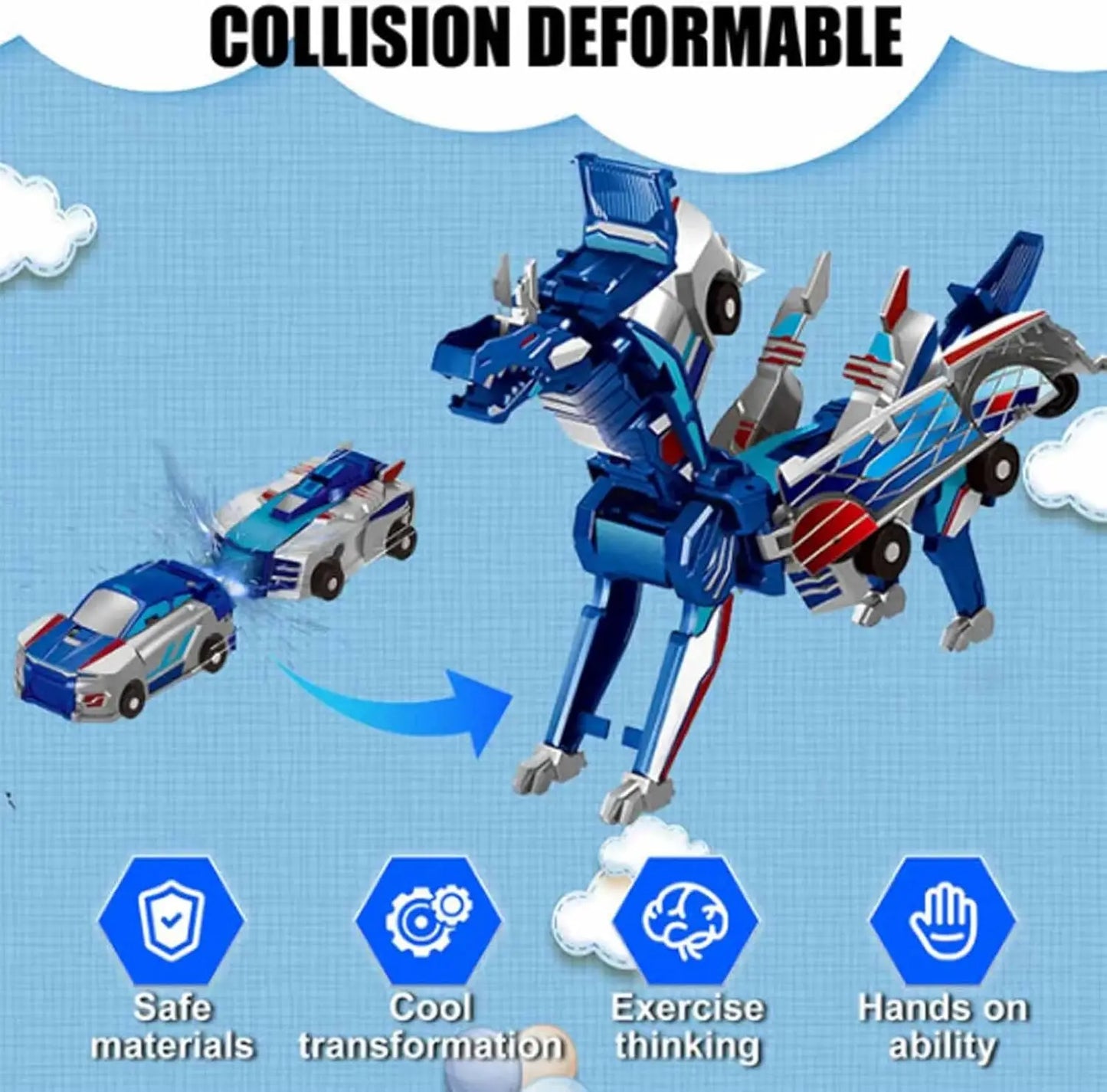 2 in 1 Collision Transforming Car Toy, Magnetic Cars Transform Fun - Cars with Collision Transformation Party Favors Gift