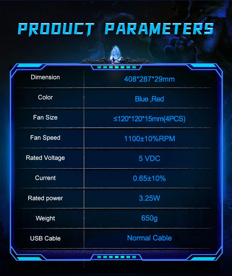Coolcold — охлаждающая подставка для ноутбука, игровой ноутбук, с четырьмя вентиляторами и двумя USB-портами для ноутбуков диагональю 14-17 дюймов.