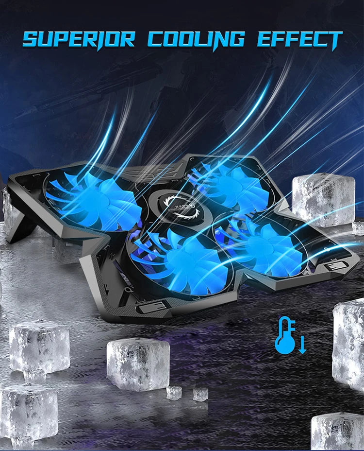 Coolcold — охлаждающая подставка для ноутбука, игровой ноутбук, с четырьмя вентиляторами и двумя USB-портами для ноутбуков диагональю 14-17 дюймов.
