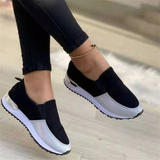 Ladies Low Top Round Toe Colorblock Plus Size Sneakers