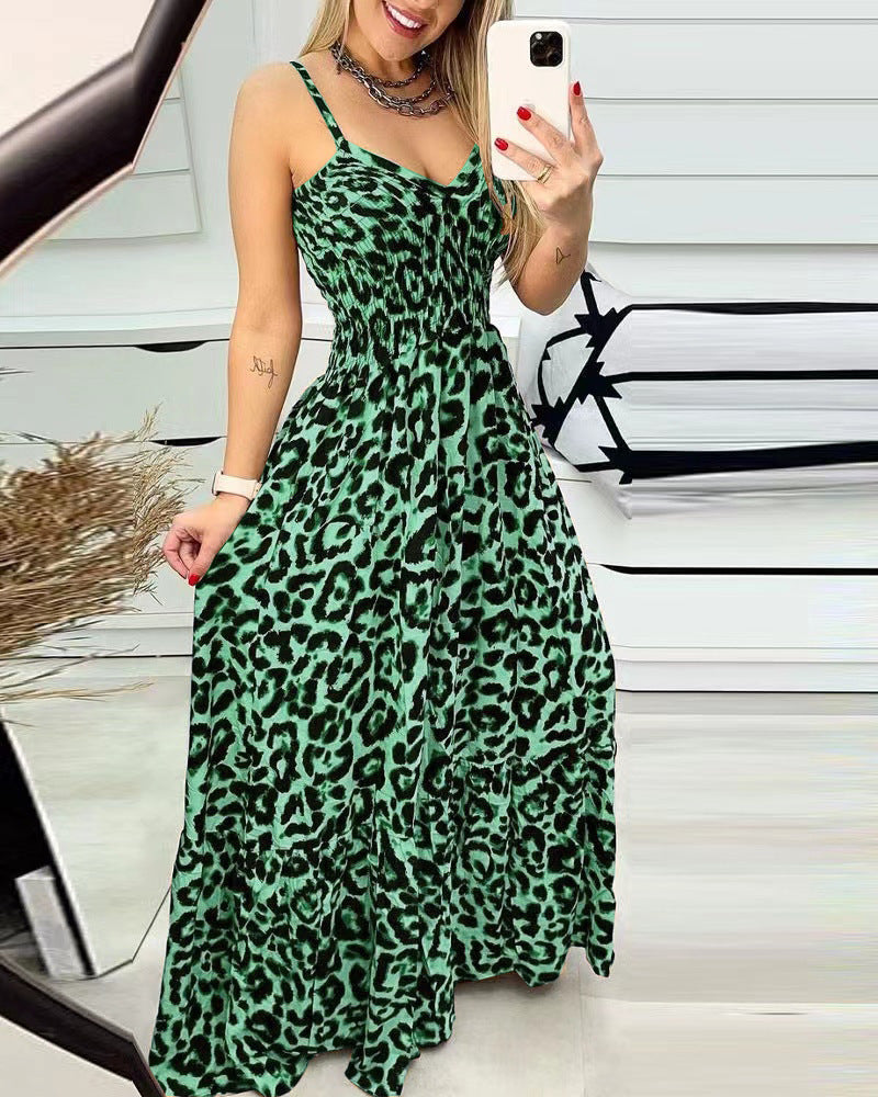 V-neck Brace Dress High Waist Temperament
