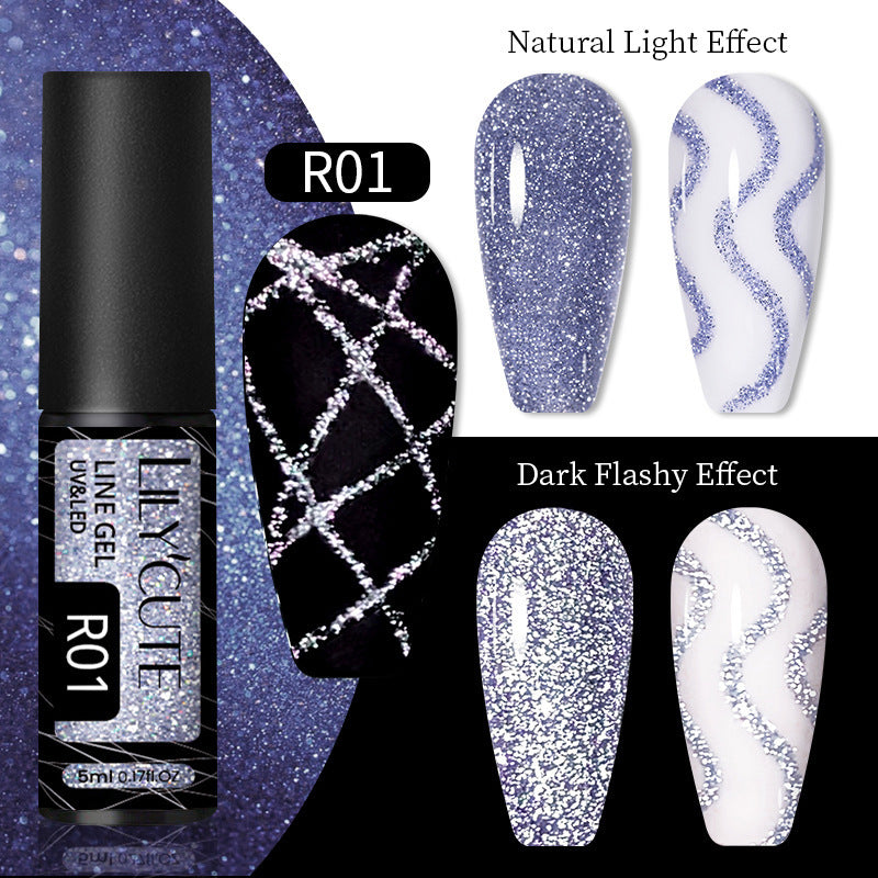 Nail Gel With A Glittery Brushed Finish And Reflective Sequins