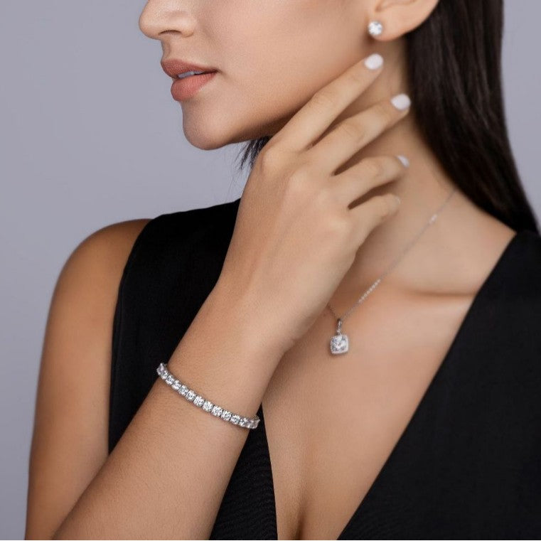 S925 Silver Moissanite Tennis Brace Lace Bracelet
