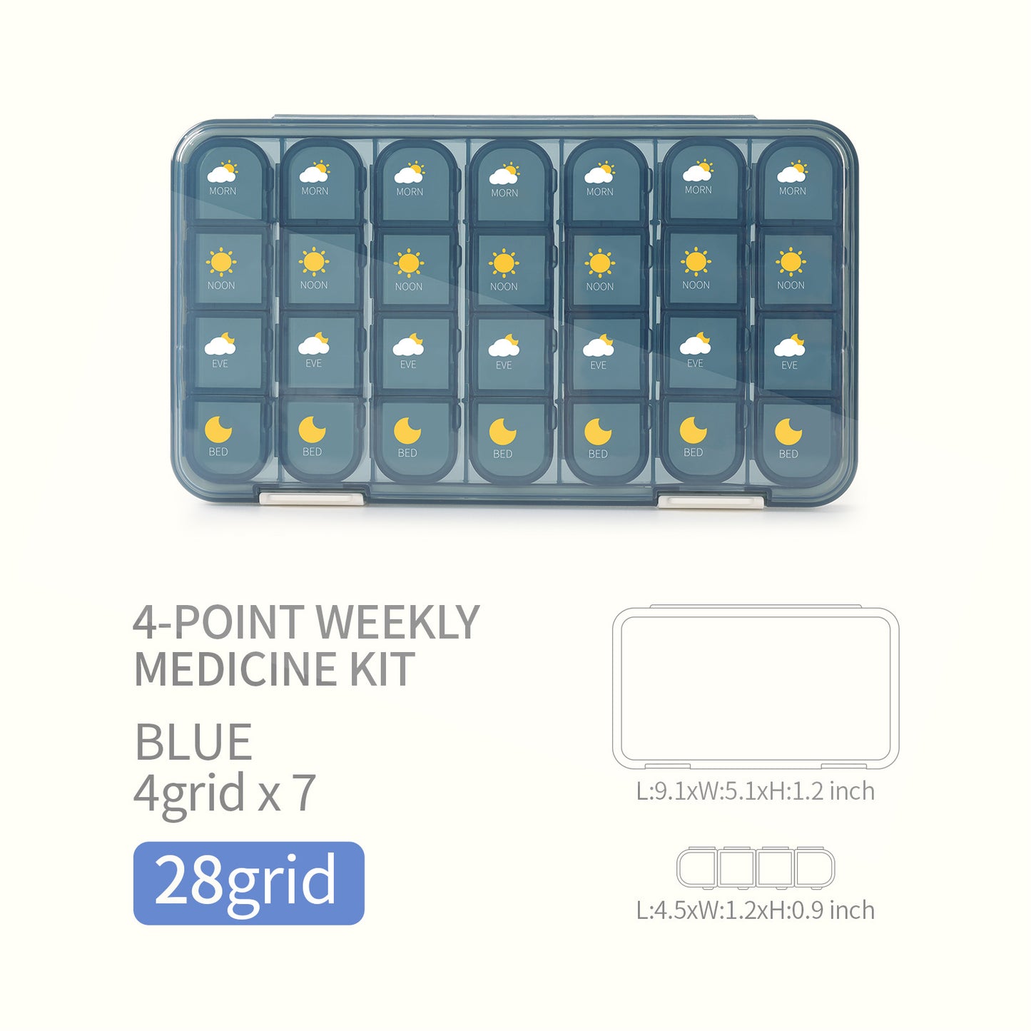 PILL ORGANIZER 1 Week Sealed Pill Box 21 Compartments 28 Compartments