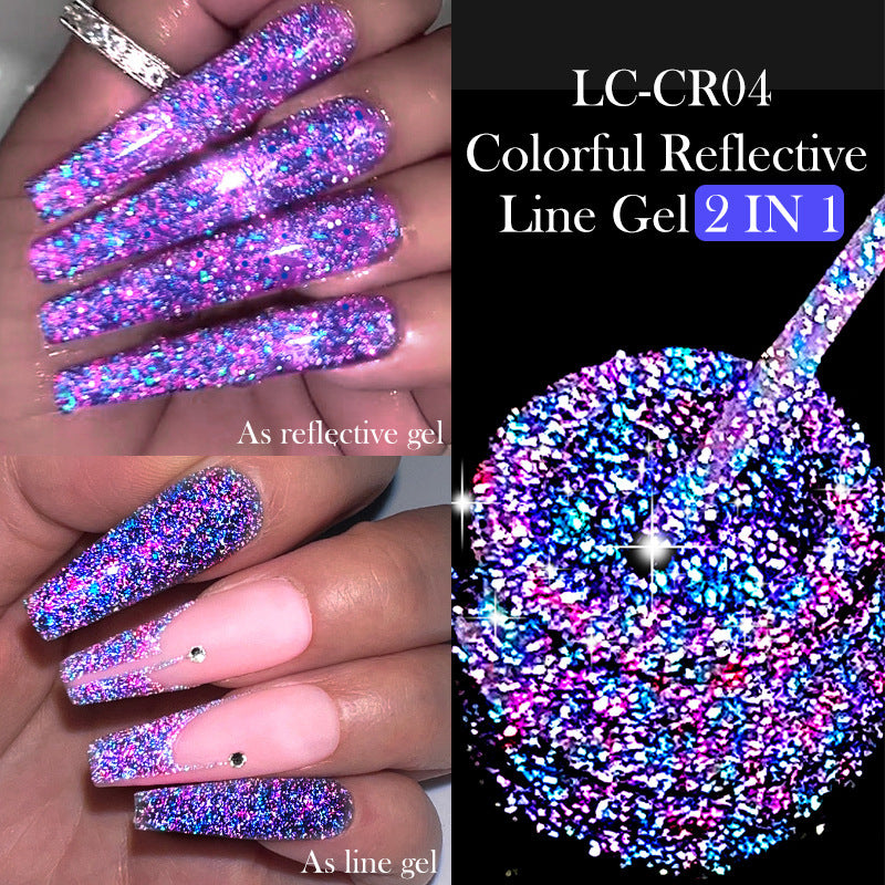 Nail Gel With A Glittery Brushed Finish And Reflective Sequins