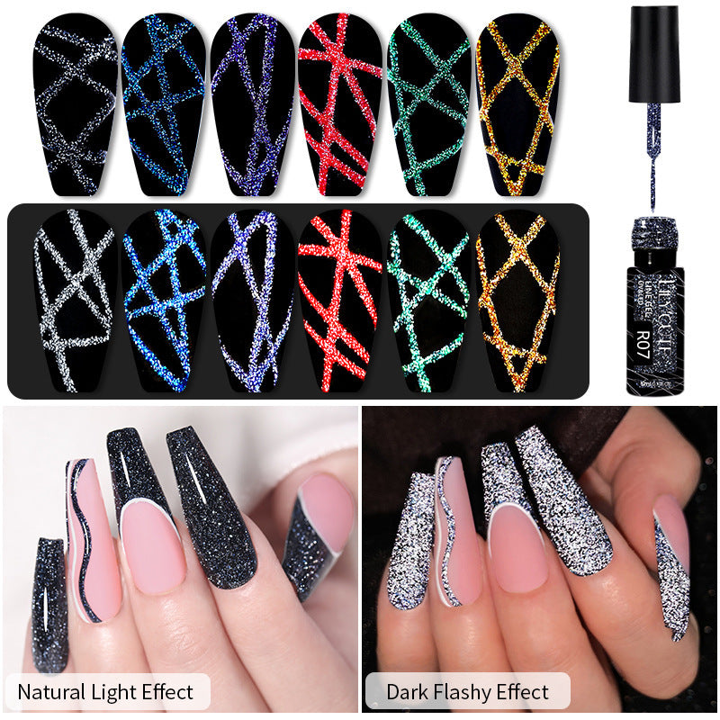 Nail Gel With A Glittery Brushed Finish And Reflective Sequins