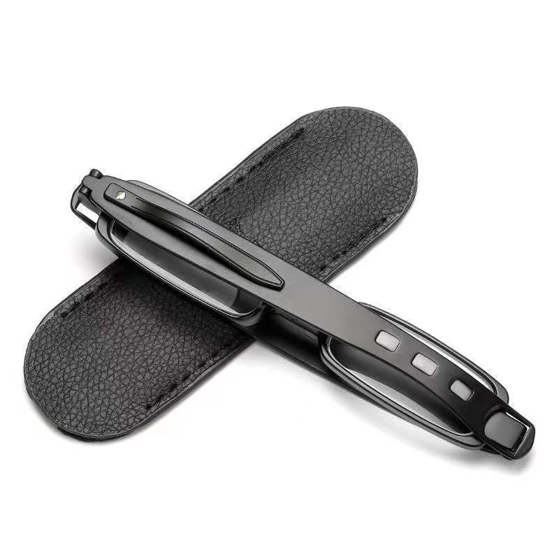 Portable Reading Foldable Leather Case For The Elderly Anti-blue Light Glasses