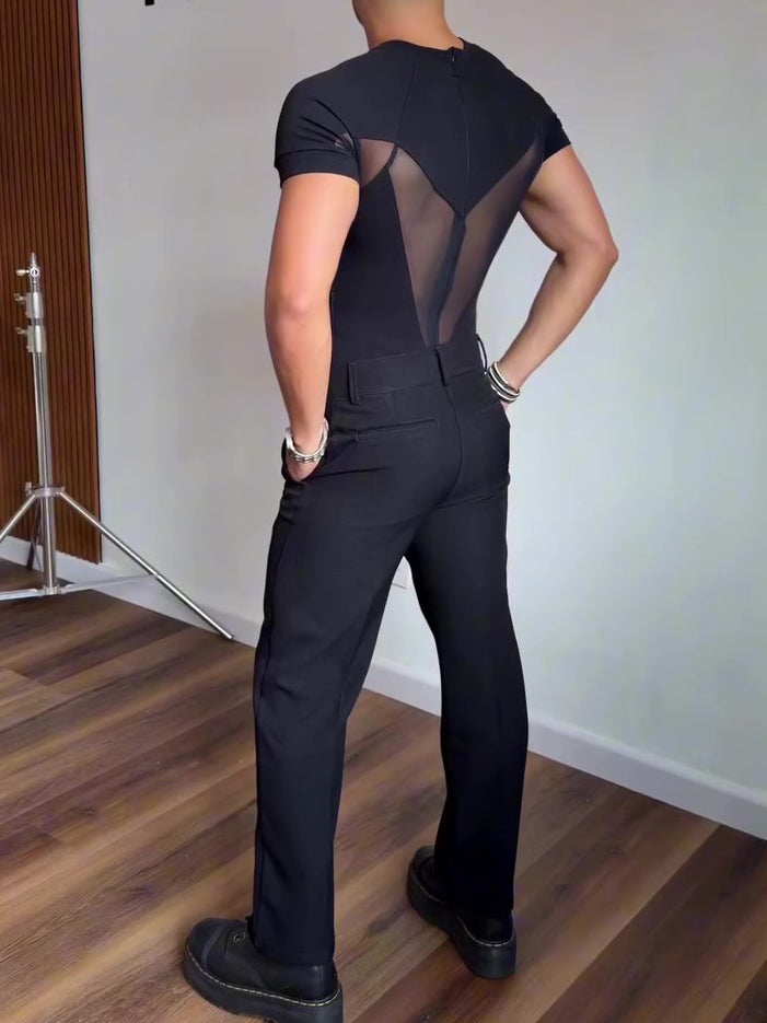 Sexy Short-sleeved Mesh Jumpsuit