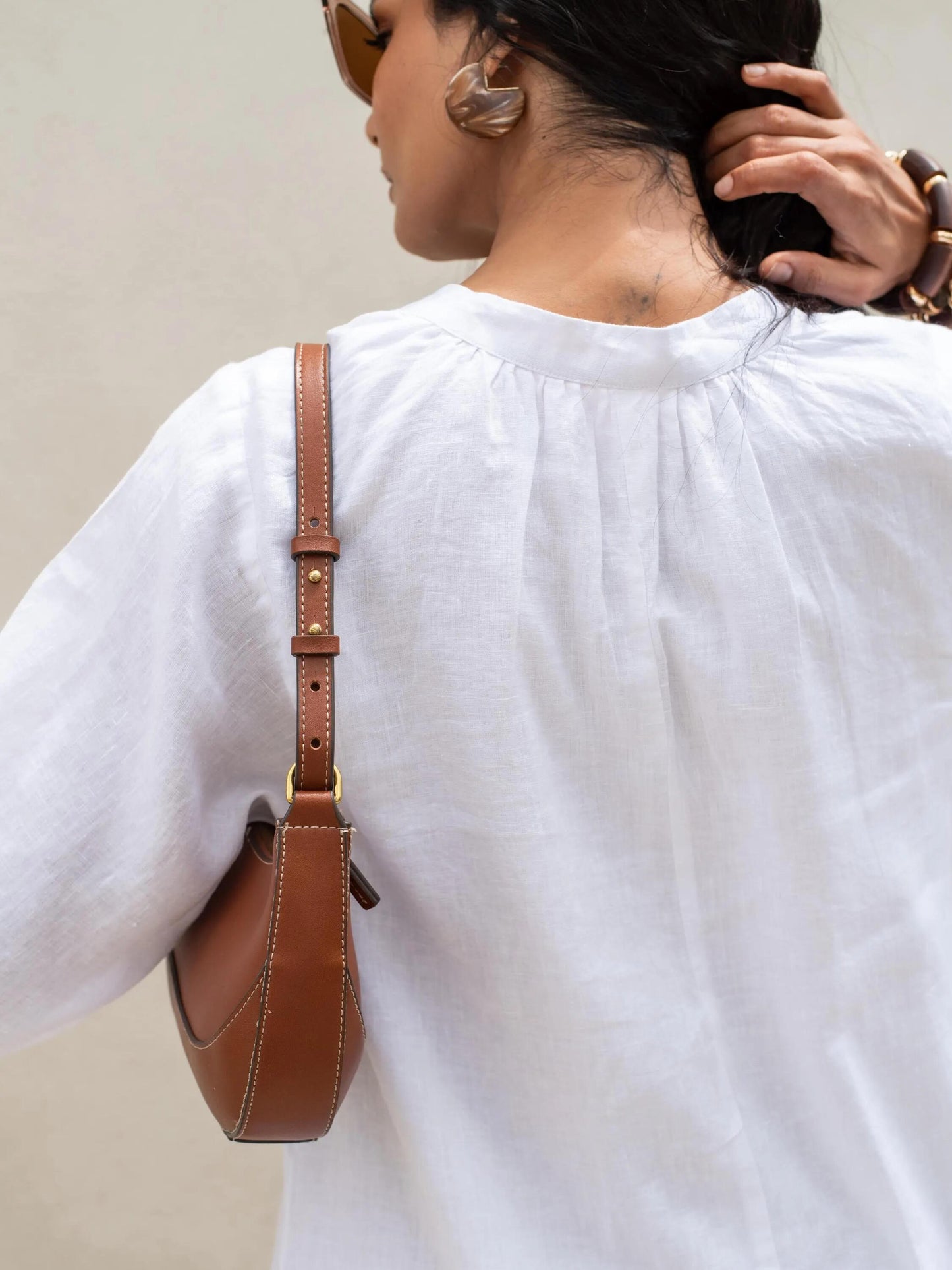 Solid Color V-neck Long Sleeve Dress
