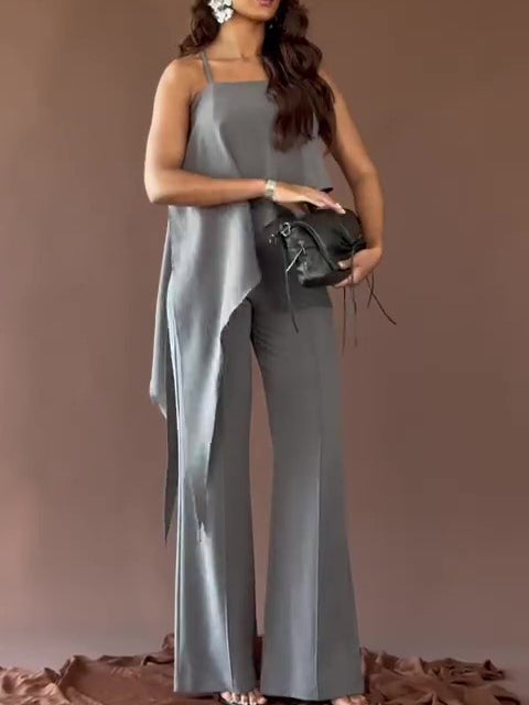 Grey Spaghetti Strap Jumpsuit