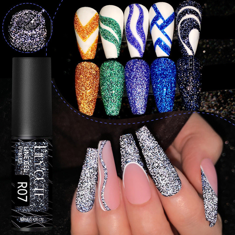Nail Gel With A Glittery Brushed Finish And Reflective Sequins